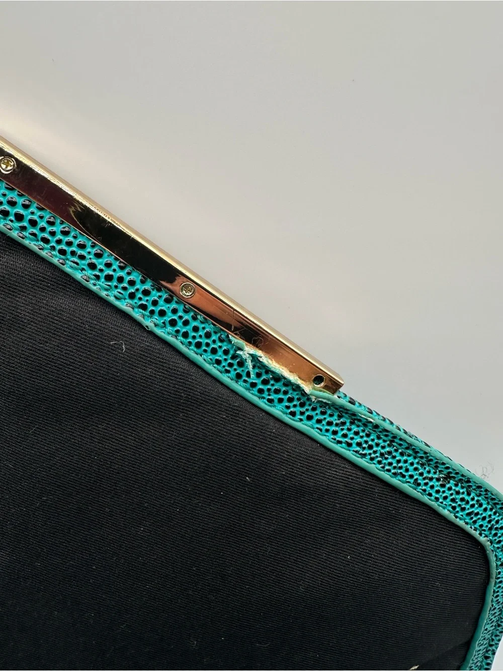 BCBGeneration Teal Faux Stingray Envelope Clutch Bag Gold Hardware